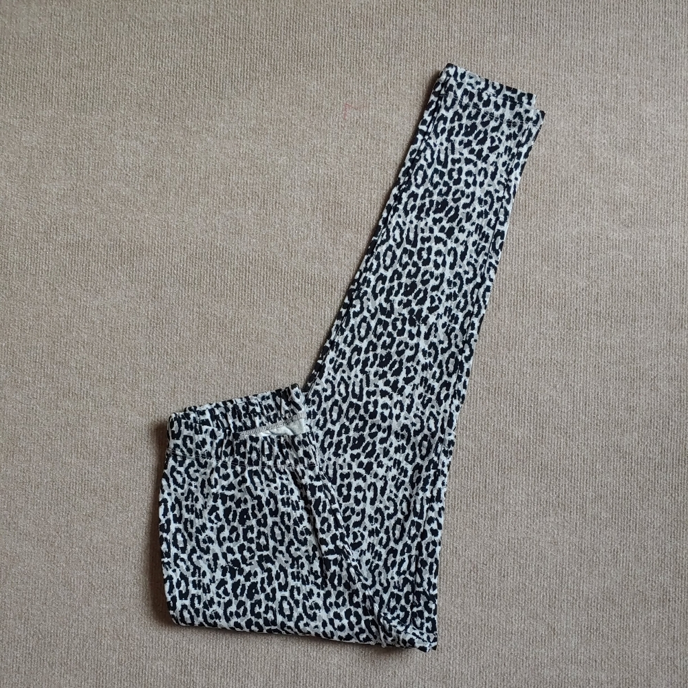Roamans Crop Legging Pants Womens Sz S 12 Black White Cheetah Animal Print NWOT2